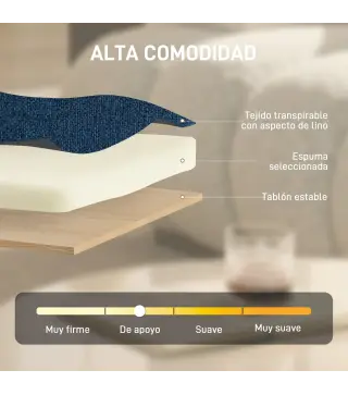 Butaca de Salón Giratorio 360° Altura Ajustable Asiento Ancho Tapizado en Lino Base de Metal Azul Oscuro