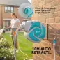 Manguera Retráctil de Pared con Carrete de 10+1 m con Retorno Enrollado Automático y Boquilla de 7 Funciones Gira 180°
