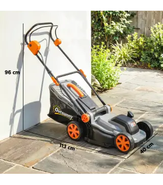 Cortacésped a Batería Inalámbrico 18V con 2 Baterías de 4Ah Ancho de Corte de 34 cm y Función de Mulching Motor 700 W