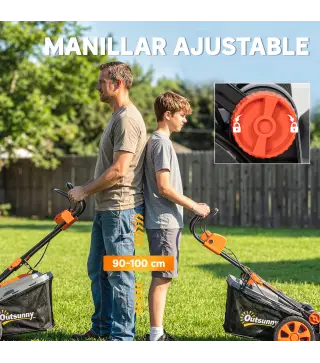 Cortacésped a Batería Inalámbrico 18V con 2 Baterías de 4Ah Ancho de Corte de 34 cm y Función de Mulching Motor 700 W