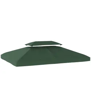 Toldo de Recambio 4x3 m con Techo Doble Orificios de Drenaje y Protección UV Solo Toldo NO Incluye Marco Verde