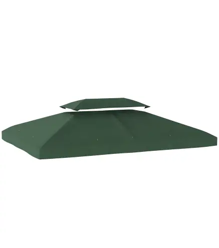 Toldo de Recambio 4x3 m con Techo Doble Orificios de Drenaje y Protección UV Solo Toldo NO Incluye Marco Verde