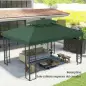 Toldo de Recambio 4x3 m con Techo Doble Orificios de Drenaje y Protección UV Solo Toldo NO Incluye Marco Verde