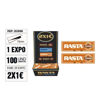 Papel De Liar Rasta Est. 100 Libritos 70Mm Naranja