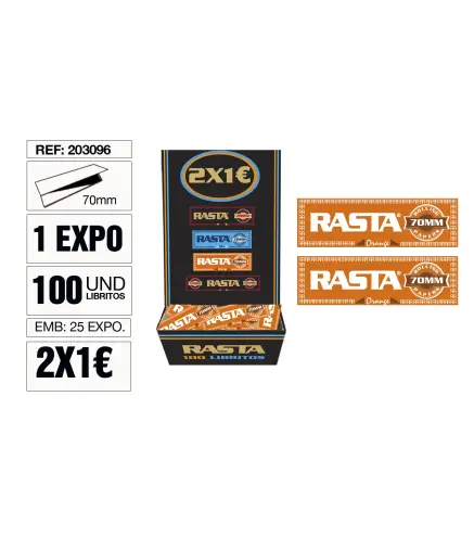 Papel De Liar Rasta Est. 100 Libritos 70Mm Naranja