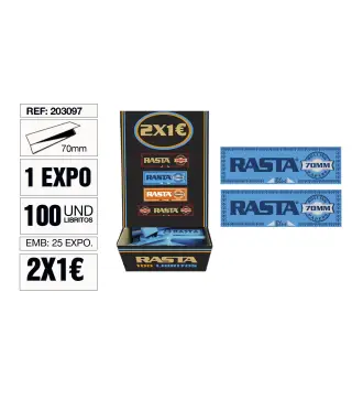 Papel De Liar Rasta Est. 100 Libritos 70Mm Azul