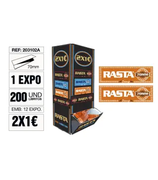 Papel De Liar Rasta Est. 200 Libritos 70Mm Naranja