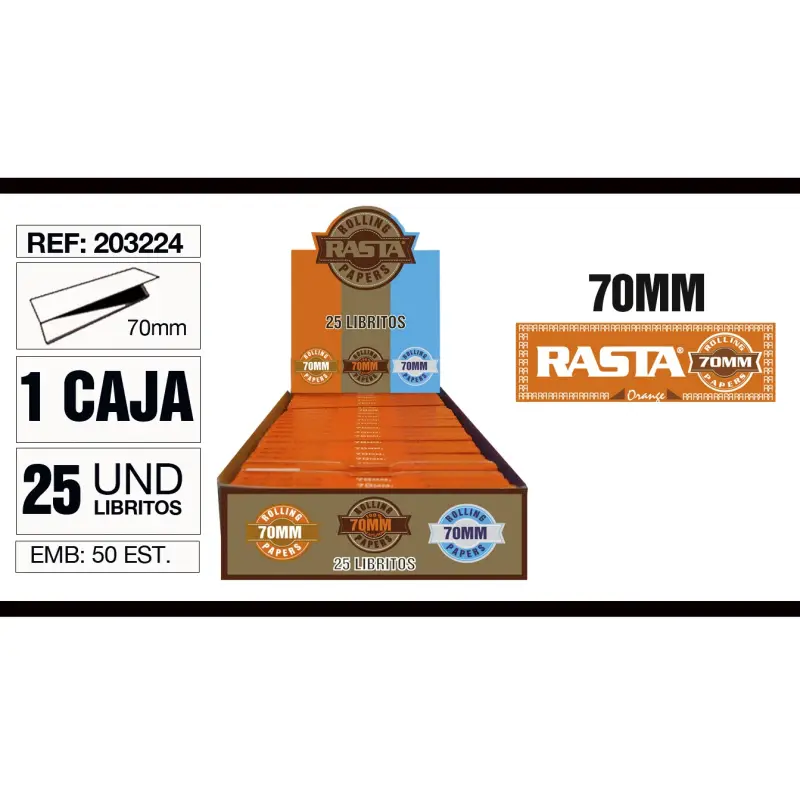Cajita 25 Libritos Papel 70Mm Naranja