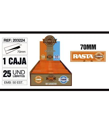 Cajita 25 Libritos Papel 70Mm Naranja