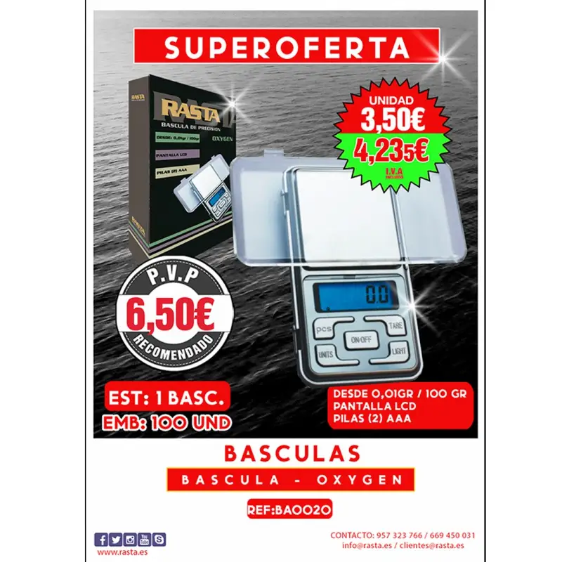 000 Báscula Oxygen 0.01G 100G Emb 100Und