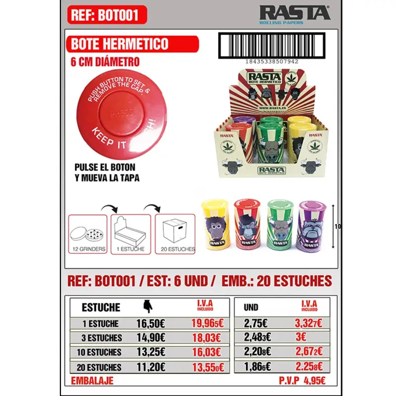 Bote Hermetico 6Cm Est 6Und Emb 20Est