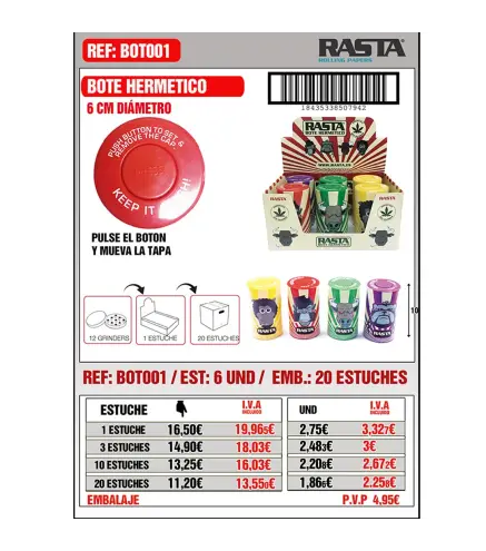 Bote Hermetico 6Cm Est 6Und Emb 20Est