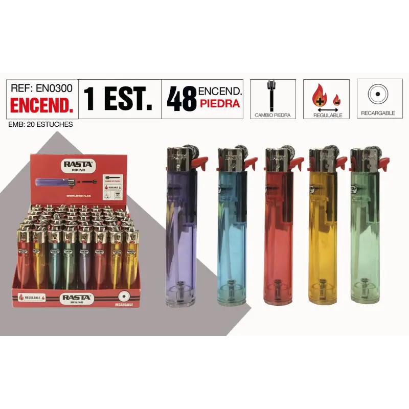 Encendedor Round Transparente Est 48 Und