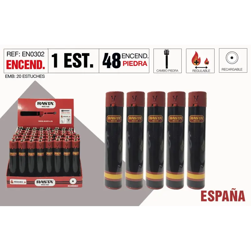Encendedor Round Black Estuche 48Und