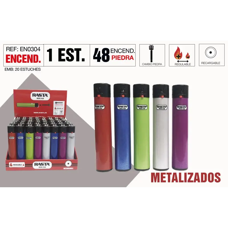 Encendedor Round Metal Estuche 48 Und