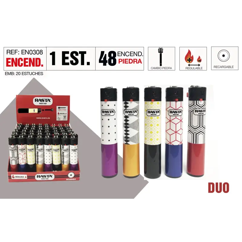 Encendedor Round Duo Estuche 48 Und