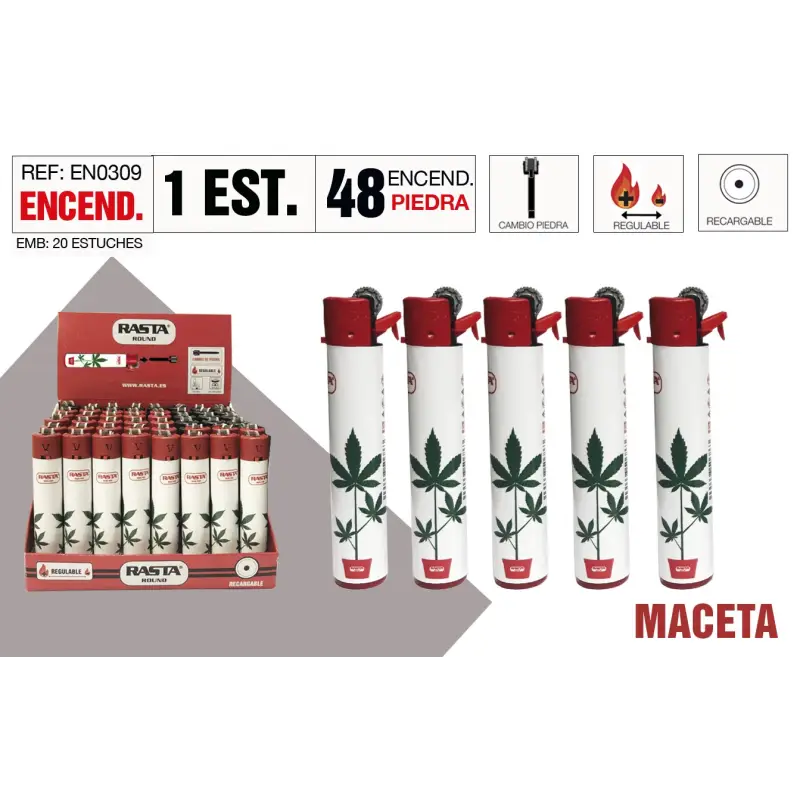 Encendedor Round Maceta Estuche 48 Und