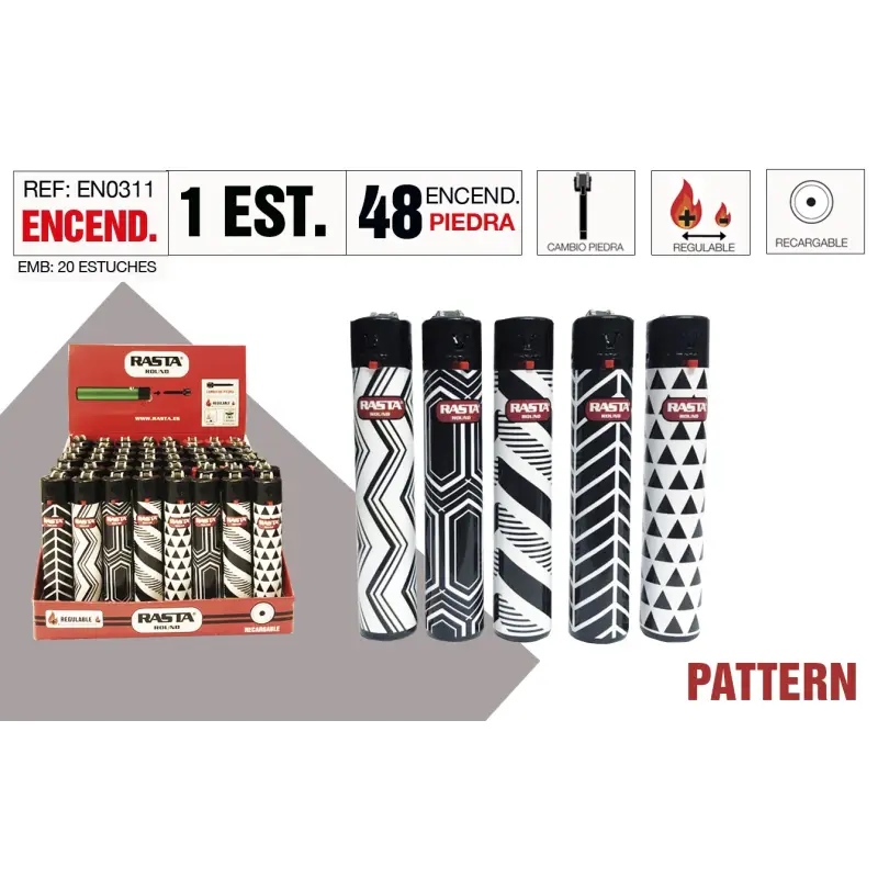 Encendedor Round Pattern Estuche 48 Und