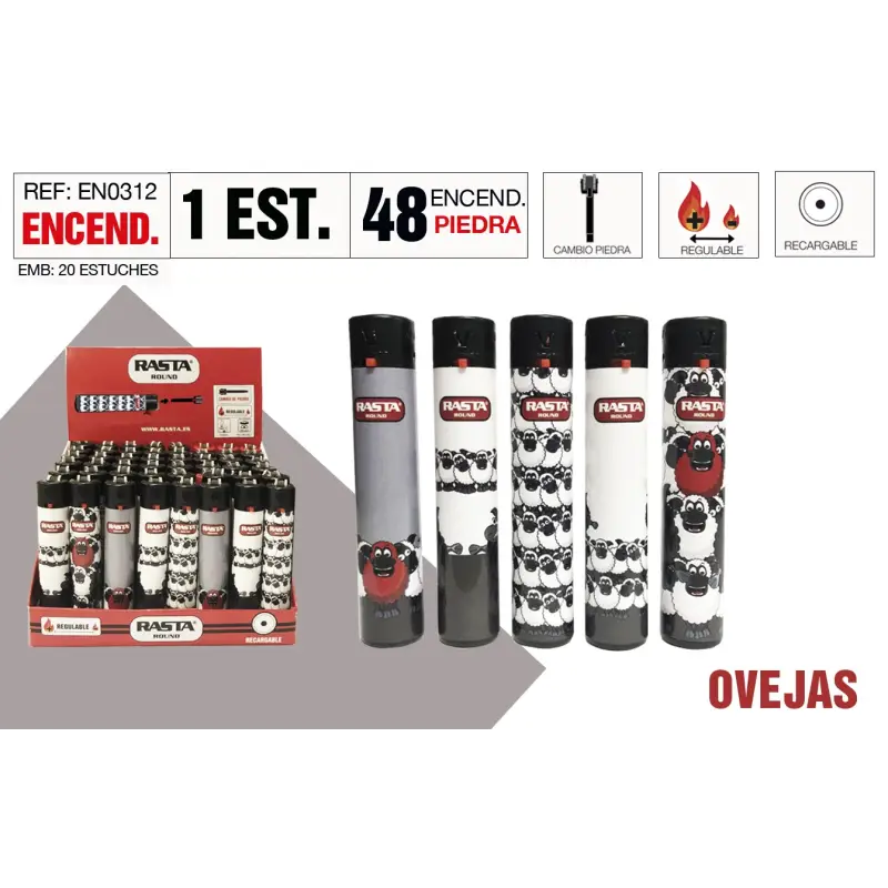 Encendedor Round Ovejas Estuche 48 Und