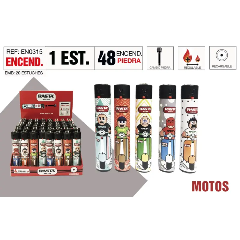 Encendedor Round Motos Estuche 48 Und