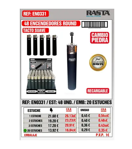 Encend Round Black Silver Est 48 Emb 20