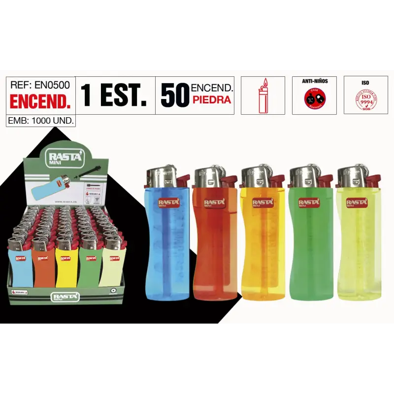 Encendedor Piedra Rasta Mini Transparente