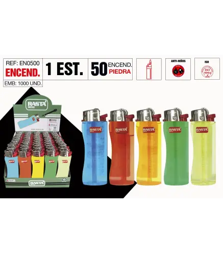 Encendedor Piedra Rasta Mini Transparente