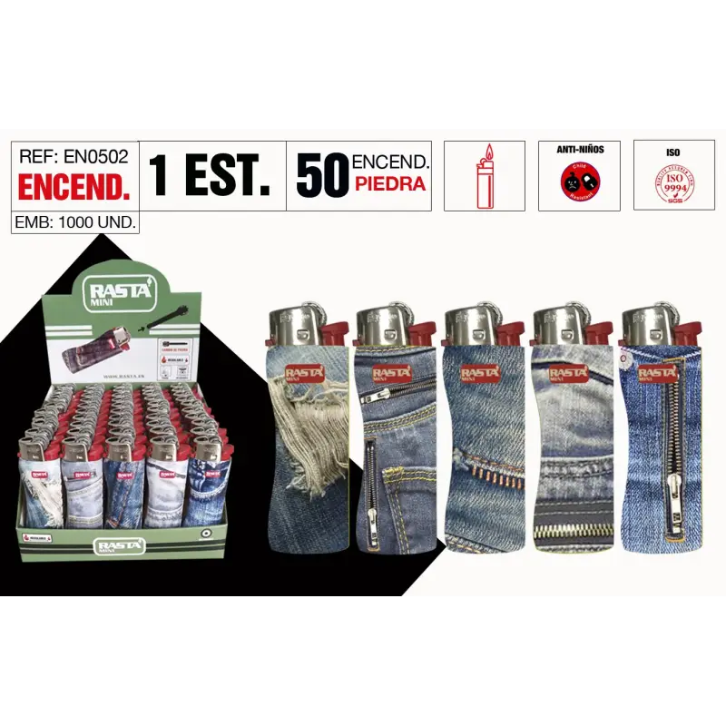 Encendedor Piedra Rasta Mini Jeans