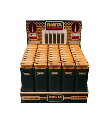 50 Encendedores Turbo Soft Black & Gold Antiviento