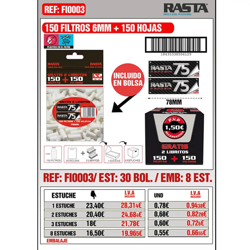 Filt-150 6Mm+2Lib-Negros 30Bol Emb 8Est