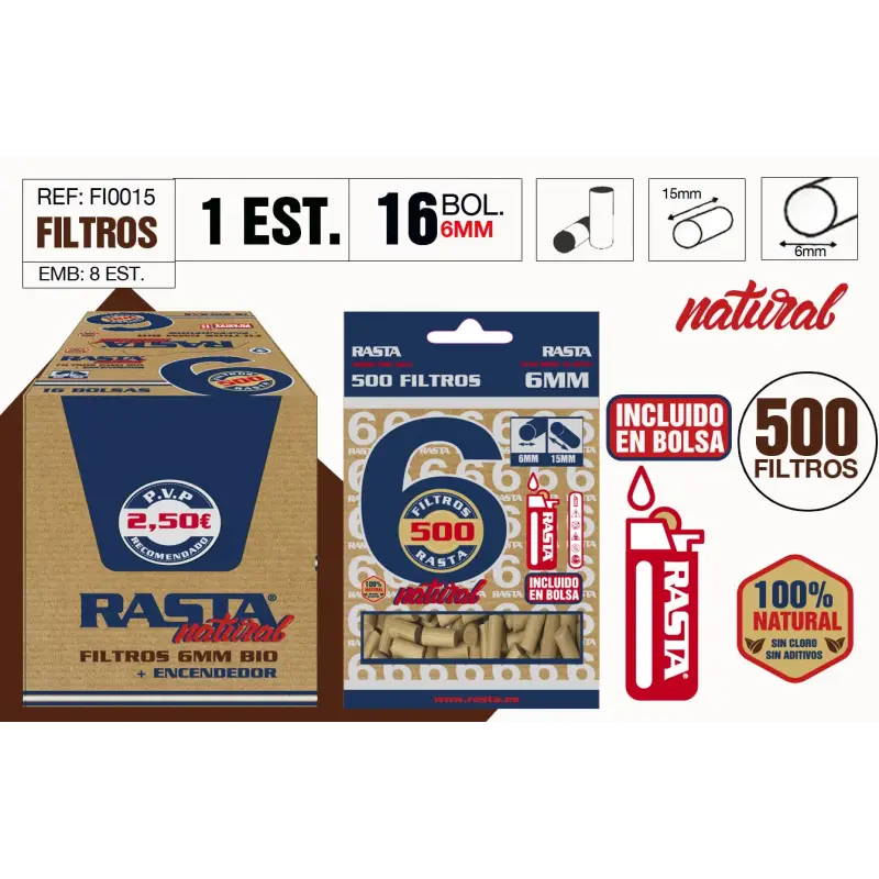 Filtros 6Mm Bio 500 Filtros + Encendedor