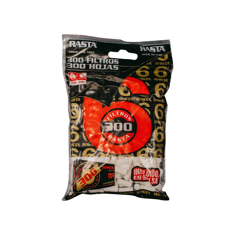 Filtros Tabaco De 6Mm + Papel Mazo De Regalo - 300 Unidades
