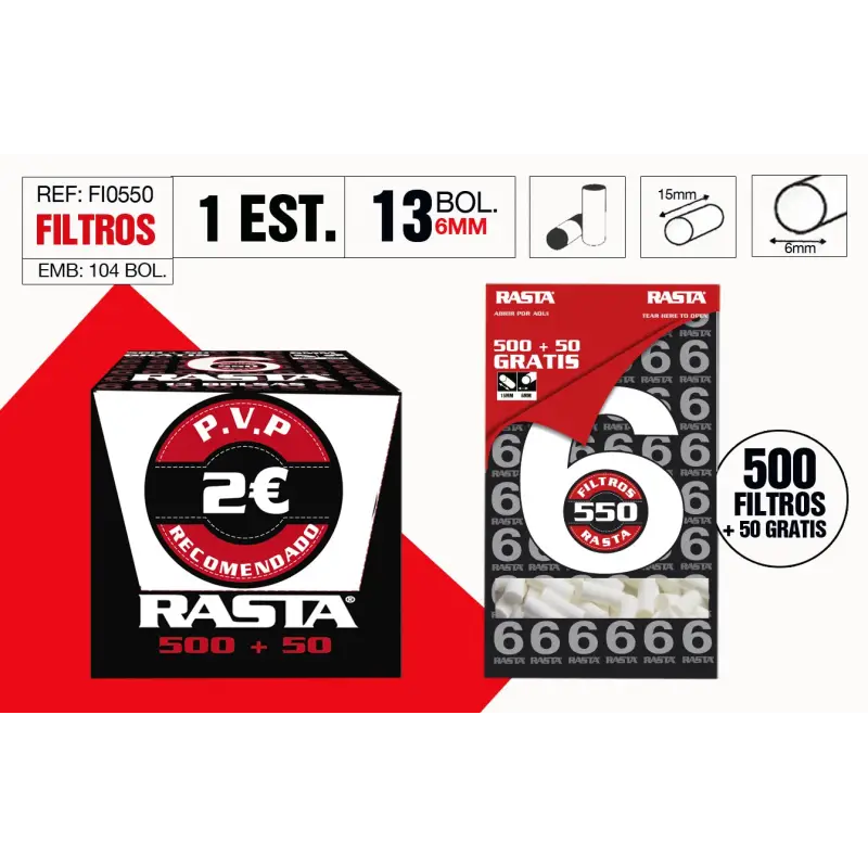 Filtros 6Mm 500 + 50 Filtros Gratis