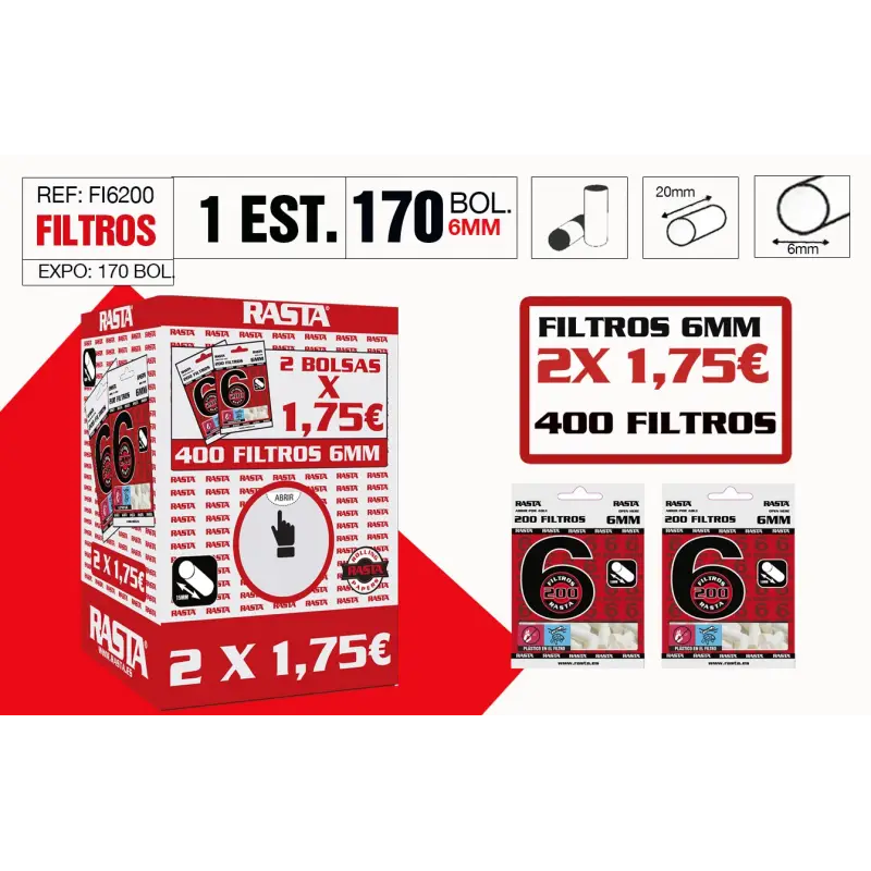 Filtros 6Mm Expo 2 X 1,75€ 170 Bolsas
