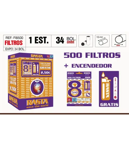 Filtros 8Mm 500 Filtros + Encendedor