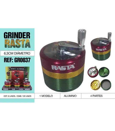 Grinder Molinillo Aluminio Rasta 4 Partes