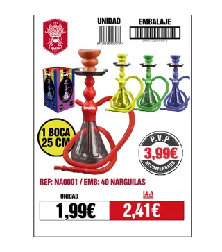 Narguila 25Cm Plástico 6Col Emb 40Und
