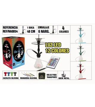 Narguila 48Cm 1 Boca Luz Led 12 Colores