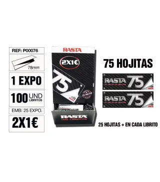 Papel De Liar Rasta 75 Est. 100 Libritos 78Mm Negro