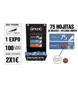 Papel De Liar Rasta 75 Est. 100 Libritos 70Mm Azul