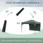 Cenador de Jardín 3x3 m con Altura Ajustable 1 Pared Lateral Impermeable 4 Bolsas de Arena y Bolsa de Transporte Verde