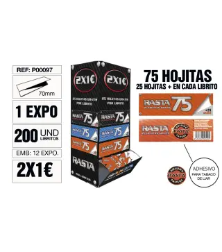 Papel De Liar Rasta 75 Est. 200 Libritos 70Mm Naranja