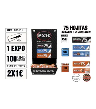 Papel De Liar Rasta 75 Est. 100 Libritos Mix