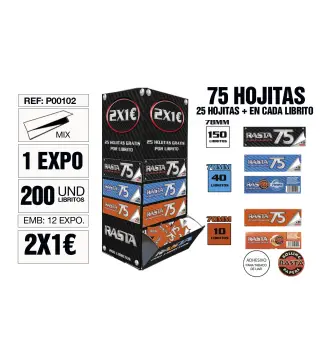 Papel De Liar Rasta 75 Est. 200 Libritos Mix
