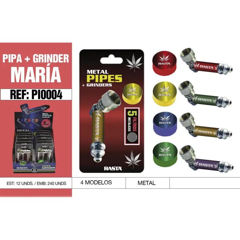 Pipa + Grinder Rasta María