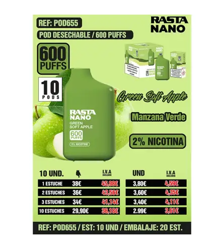 Pod Nano 2% 600 - Apple Ice Est 10 Emb 20