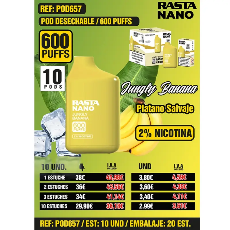 Pod Nano 2% 600 - Platano Est 10 Emb 20