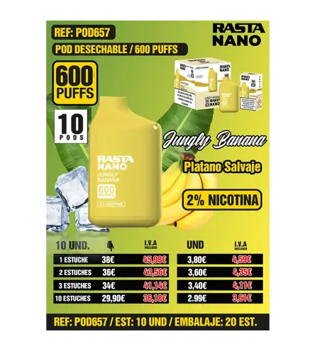 Pod Nano 2% 600 - Platano Est 10 Emb 20