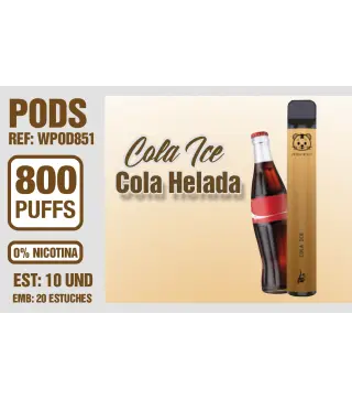 Pod Desechable 800 Puffs 0% Nicotina Cola Ice (Cola Helada)