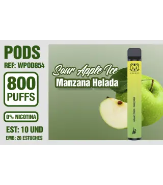 Pod Desechable 800 Puffs 0% Nicotina Sour Apple Ice